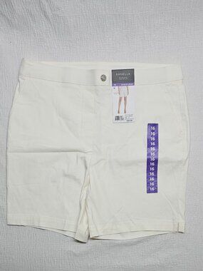Rafaella Women's Stretch Pull On Shorts Color Star White Size 16
